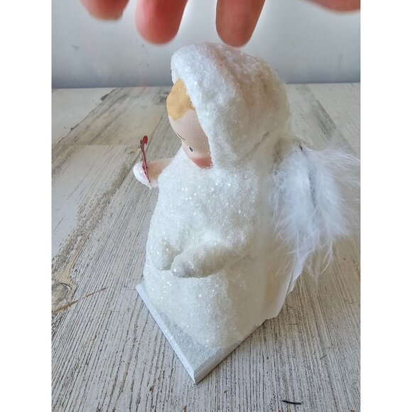 Elaine roesle Merry Christmas 2001 Angel cherub vtg style glitter figurine Xmas - Picture 2 of 7